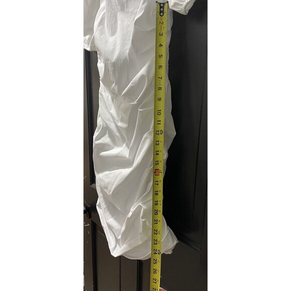 Maeve Anthropologie White Asymmetrical Neck Ruched Bodycon Dress Size Medium NWT - Picture 5 of 7